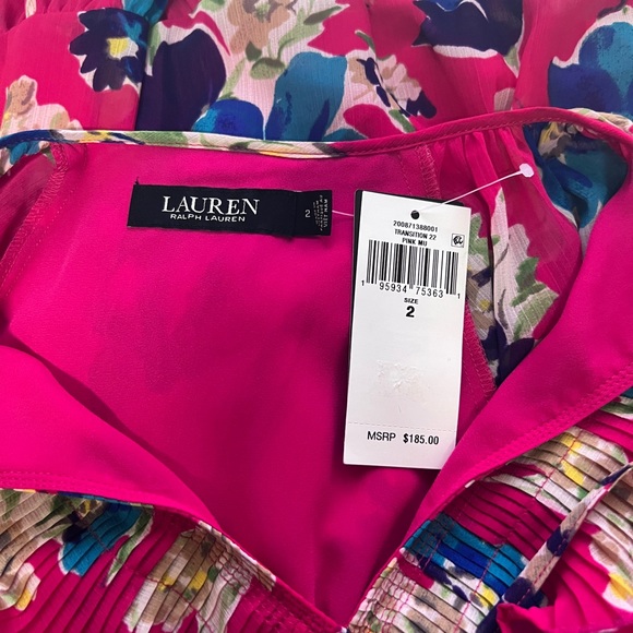 NWT Ralph Lauren Women's Floral Georgette Long Sleeve Dress Sz 2 $185 - Picture 11 of 12